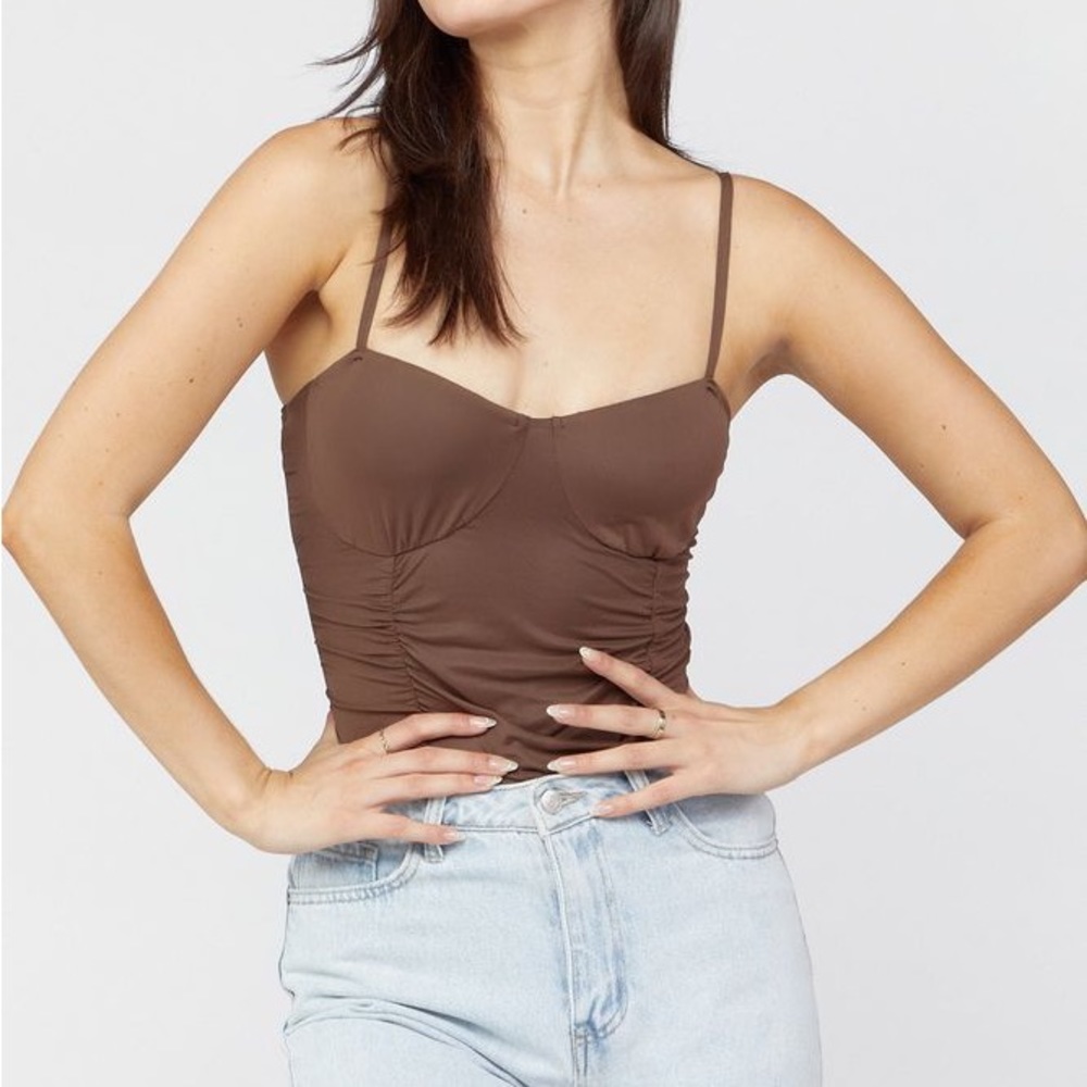 FOREVER 21 Brown Ruched Cami Bodysuit NWT